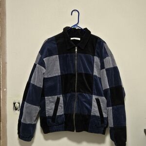 PacSun Black and Blue Checkered Bomber Jacket